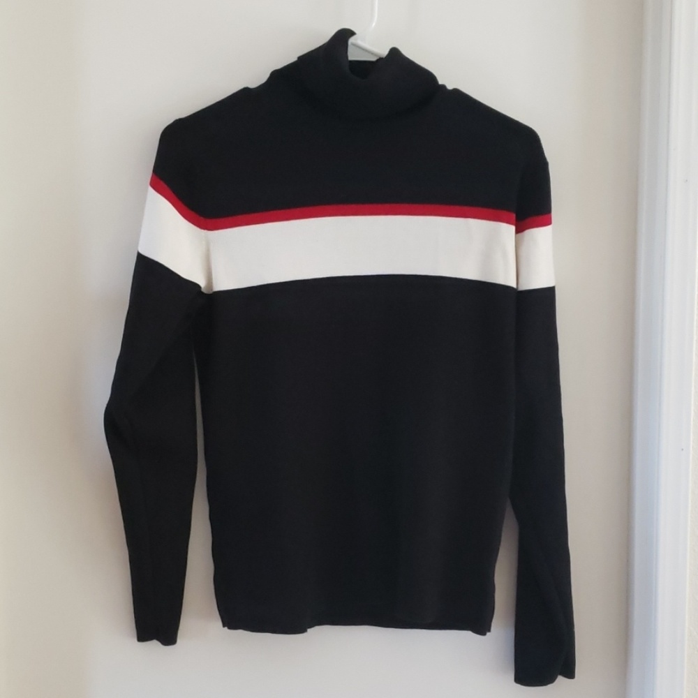 Eddie Bauer 100% cotton colorblock turtleneck